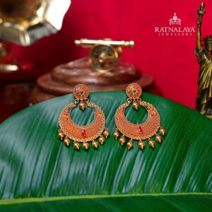 Marriage Golden Chandbali Jhumka Earrings