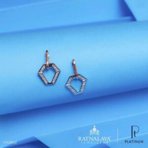 Polygon Shape Platinum Earrings