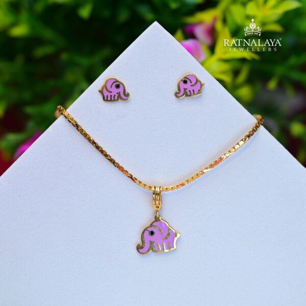 Baby Elephant Pendant Set 22k Gold