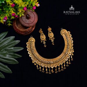 22k Gold Fancy Necklace Set for Wedding