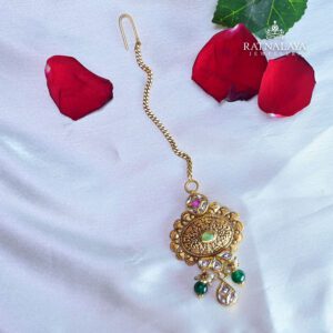 Drop Stud Maang Tika Antique Gold