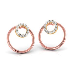 TWO CIRCLE DIAMOND EAR STUD FOR WOMEN