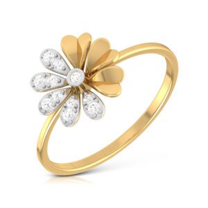 Floral Yellow Gold and Diamond Ring for Women and girls