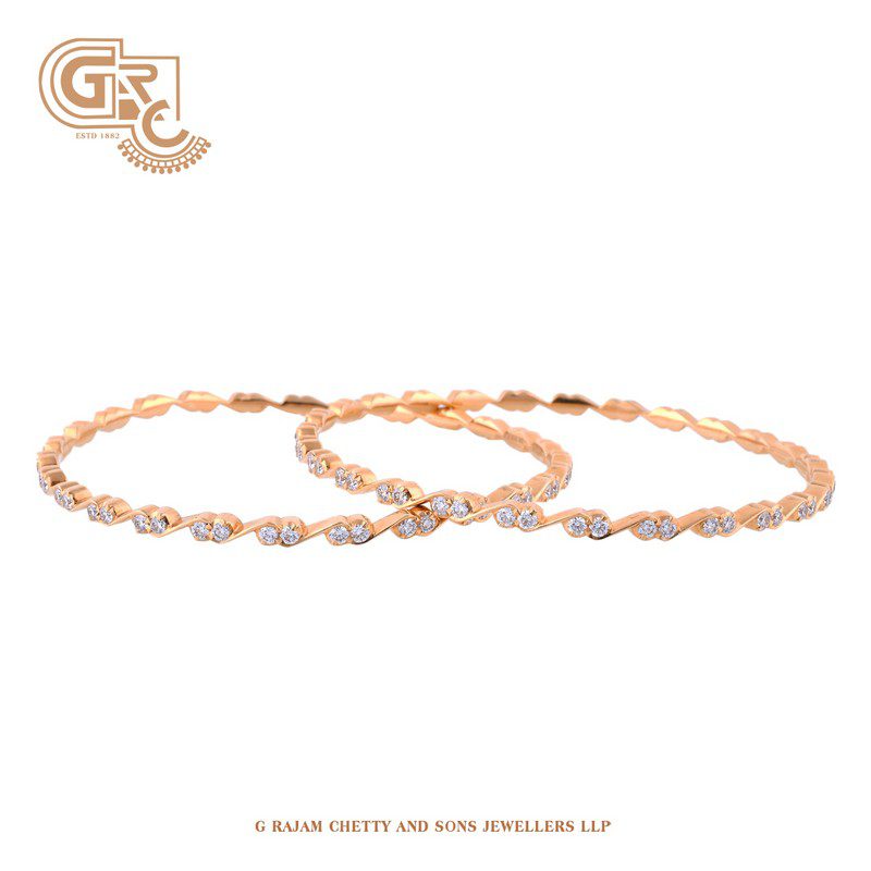Wave diamond bangles