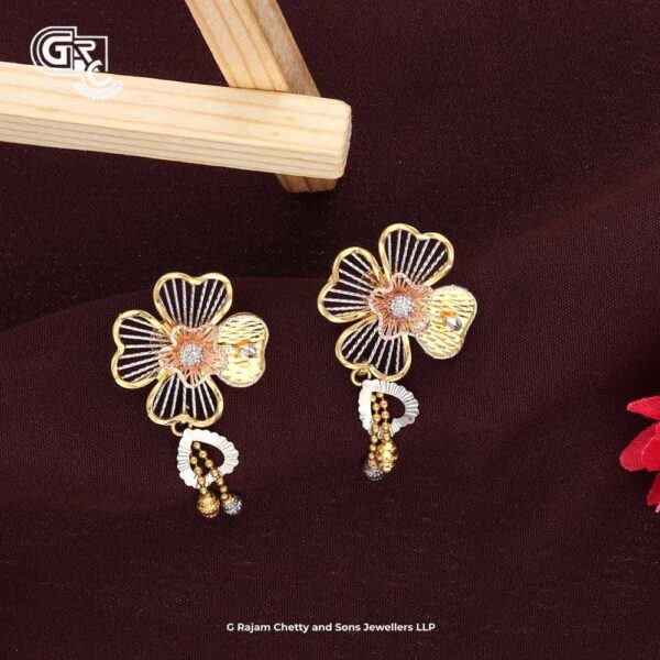 Fancy Flower Model 22K Gold Drop Stud