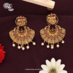 Annam with Coin Circle Model 22K Gold Drop Stud