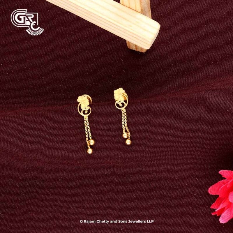 Flower Leaf Model 22K Gold Drop Stud