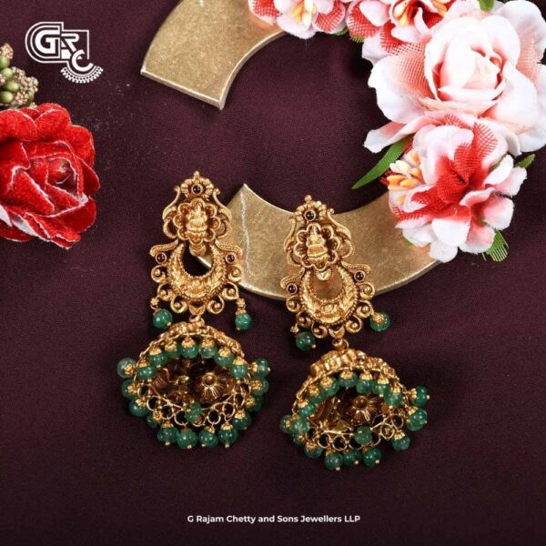 Lakshmi Floral Antique Model 22K Gold Jimikki Stud