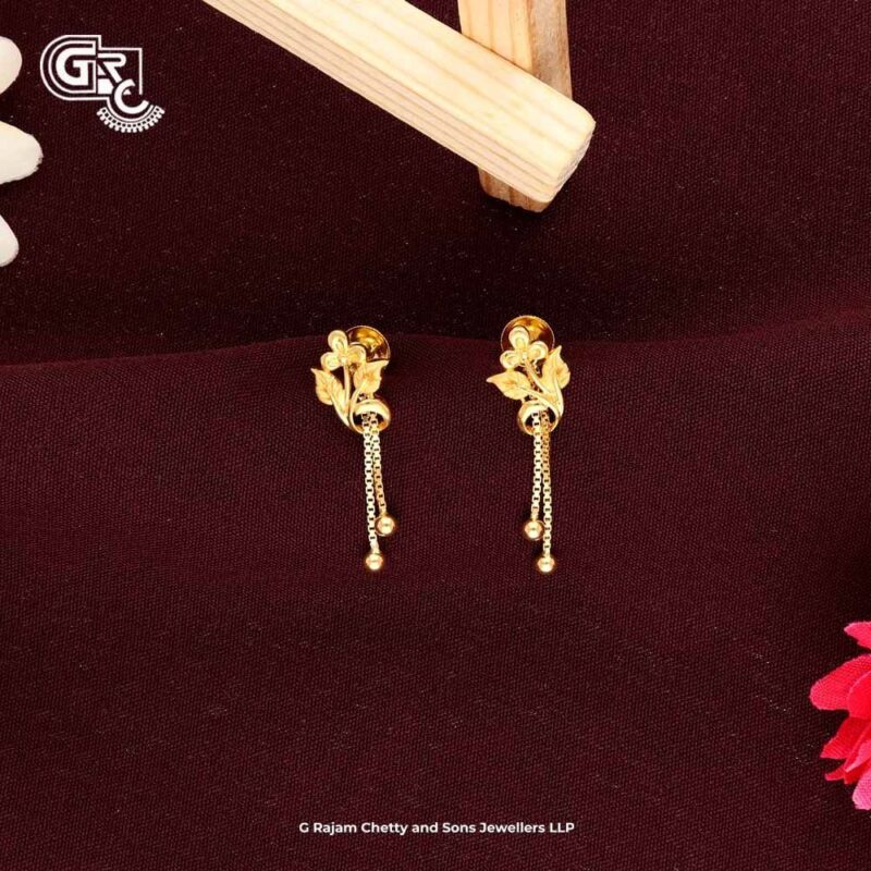 Leaf Model 22K Gold Drop Stud