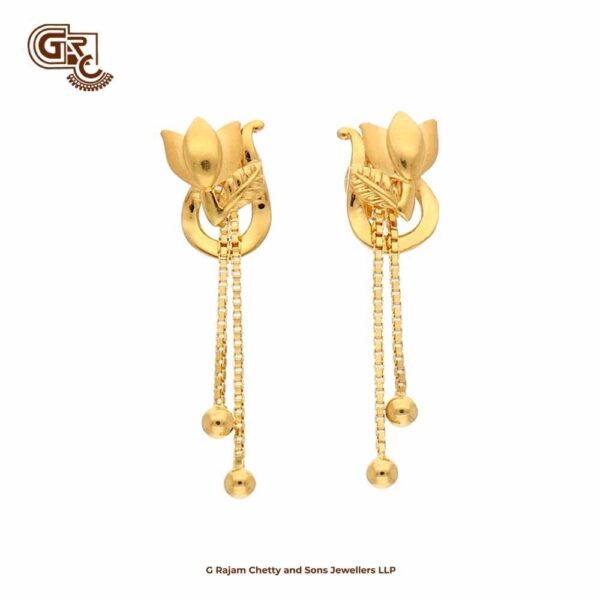 Lotus Flower Model 22K Gold Drop Stud