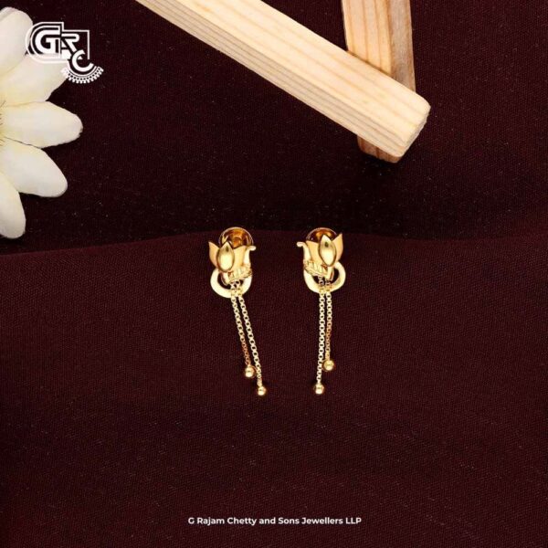 Leaf Model 22K Gold Drop Stud