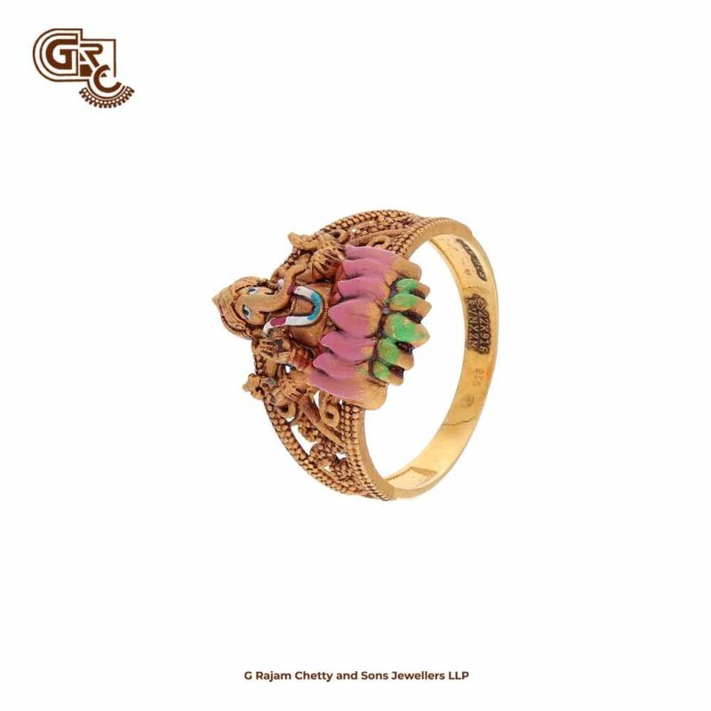 Multi Colour Vinayagar 22K Gold Ring