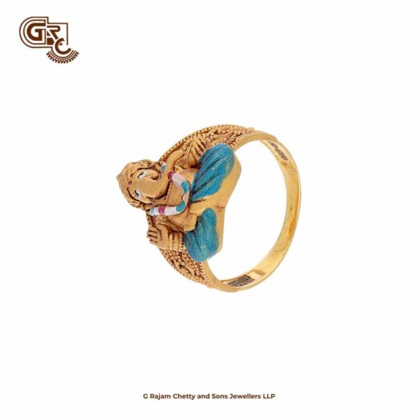 Multi Colour Ganapathy 22K Gold Ring