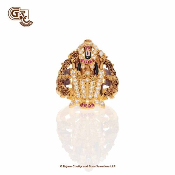 Multi Colour Ganapathy 22K Gold Ring