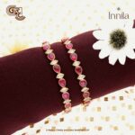 Thilagam Pink Stone Silver Bangle