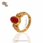 Red Coral Elegant Floral Gents Ring