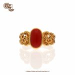 Red Coral Elegant Floral Gents Ring