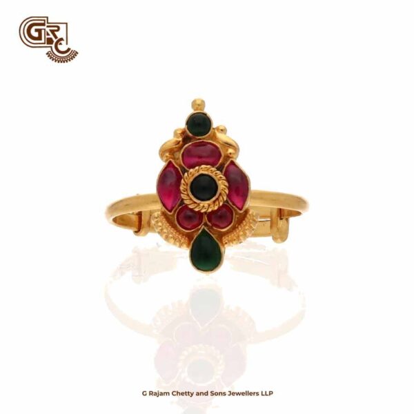 Floral Thilagam Pink Stone Ladies Ring