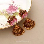 Antique Crafted Lotus Floral Lakshmi Earrings