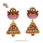 Antique Crafted Lotus Floral Lakshmi Earrings