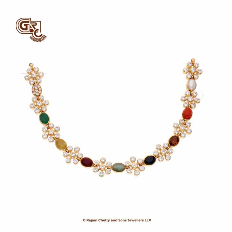 Navarathna Stone Glittering Germs Necklace