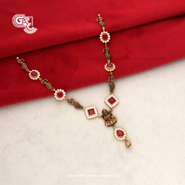 Lakshmi Antique Dancing Floral Pink Stone Necklace