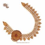 Kamalam Gold Beads Floral Stud and Necklace