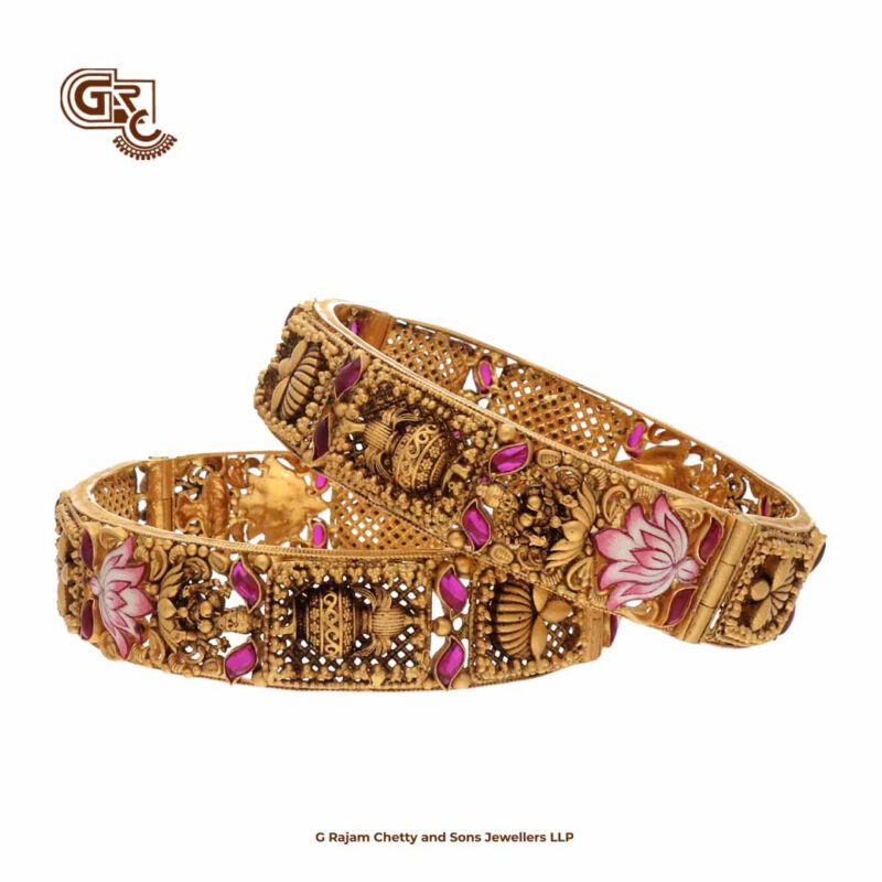 Flower Luxury Fancy Leaf Flower Antique Bangles