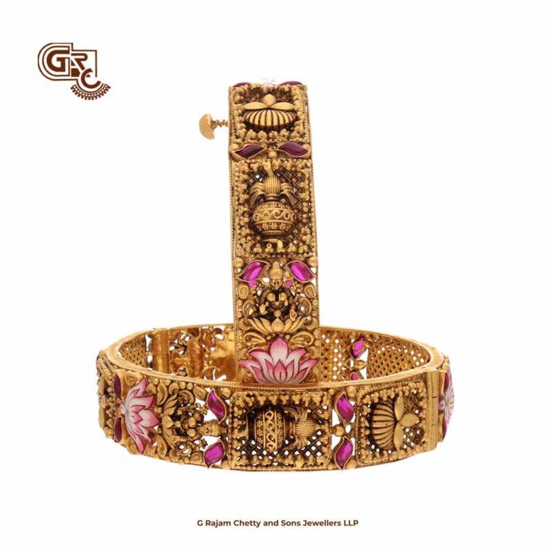 Flower Luxury Fancy Leaf Flower Antique Bangles