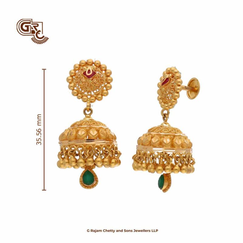 Kamalam Jimikki Green Stone Earring