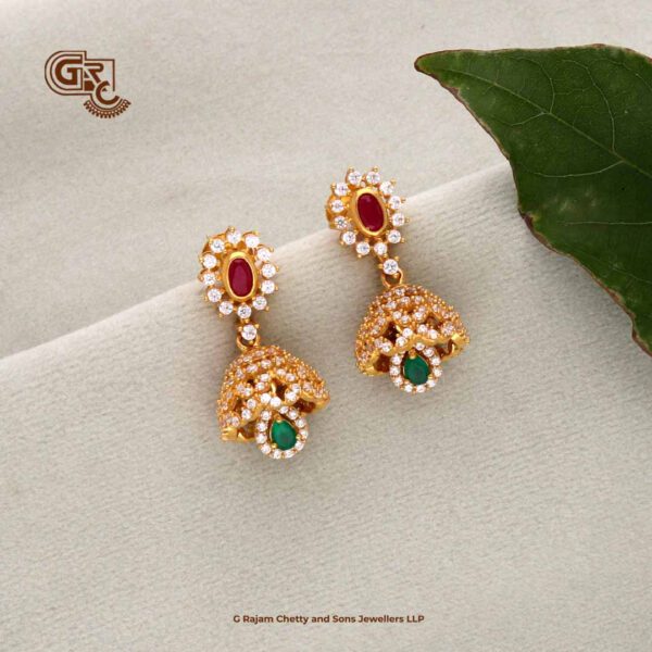 Floral Stone Glitter Pink Stone Jimikki Earring