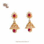 Thilagam Stone Glitter Pink Stone Jimikki Earring