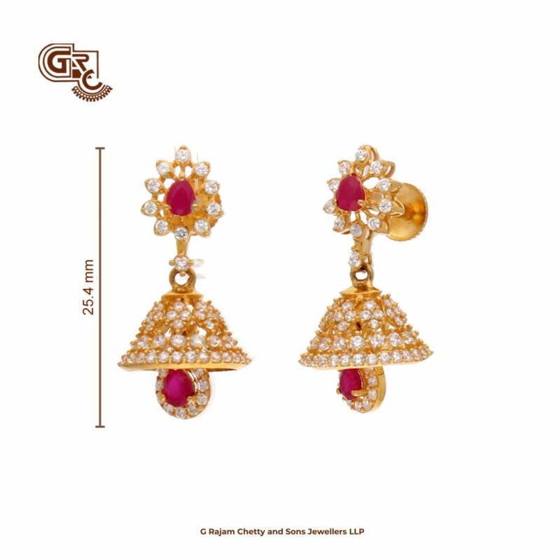 Thilagam Stone Glitter Pink Stone Jimikki Earring