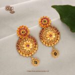 Kamalam Chandbali Green Stone Earring