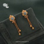 Floral Gliter Stone Fancy Gold Ball Earring