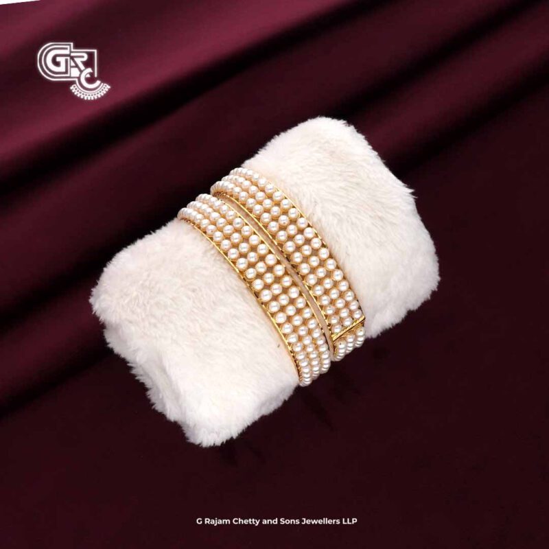 White Beads Fancy Bridal Bangles