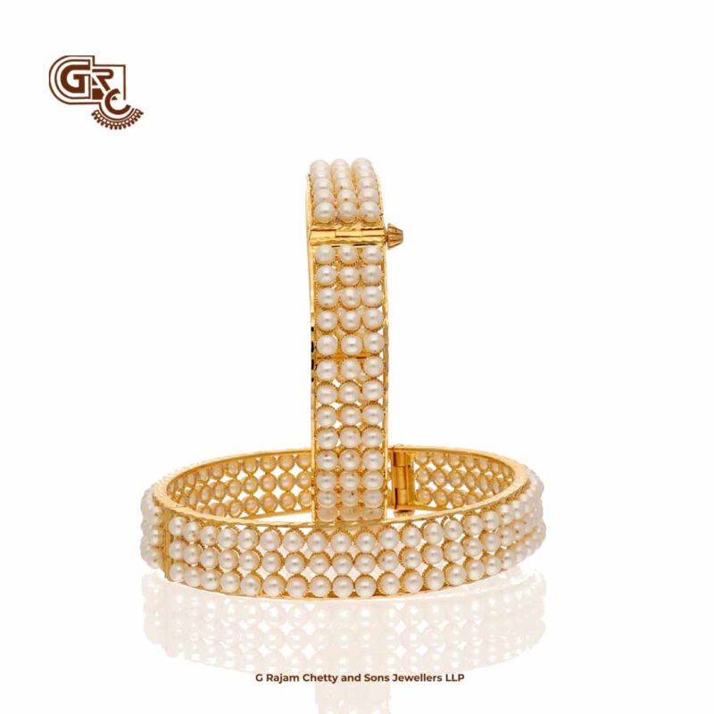 White Beads Fancy Bridal Bangles