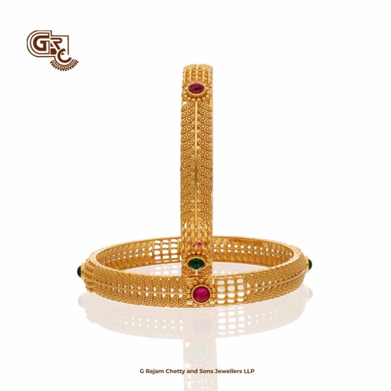 Tradition Red and Green Stone Bangles