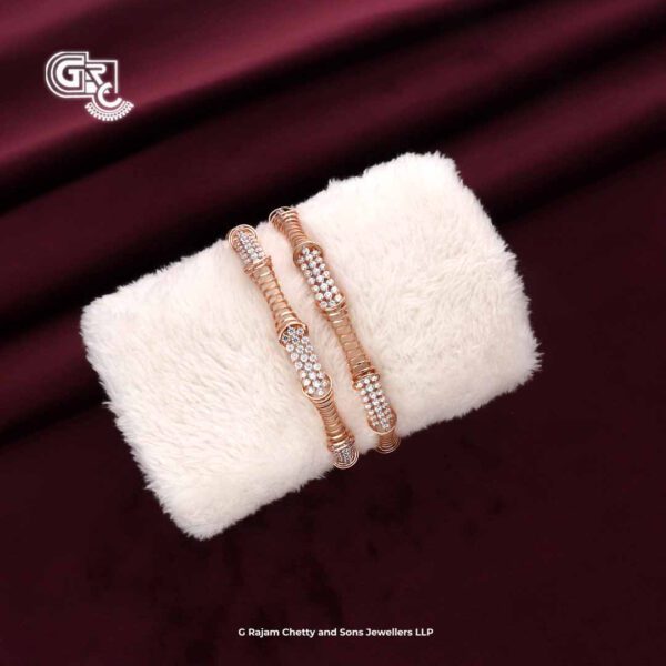 Glitering Spring Fancy 18K Rose Gold Bangles