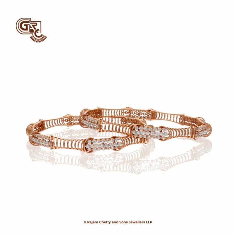 Glitering Spring Fancy 18K Rose Gold Bangles