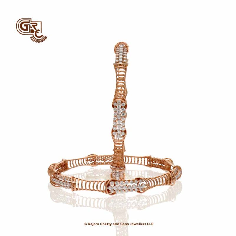 Glitering Spring Fancy 18K Rose Gold Bangles