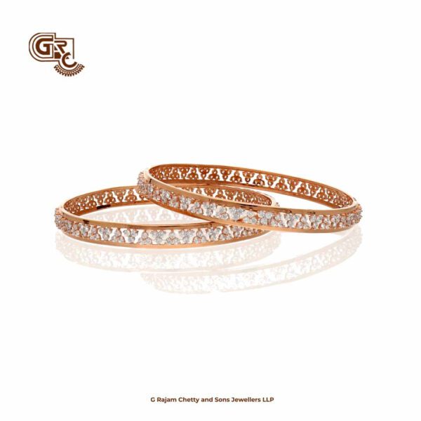 Glitering Stone Traditional 18K Rose Gold Bangles