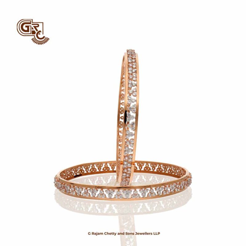 Glitering Stone Traditional 18K Rose Gold Bangles