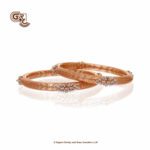 Traditional Glitering Stone 18K Rose Gold Bangles