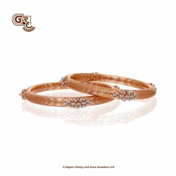 Traditional Glitering Stone 18K Rose Gold Bangles