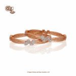 Fancy Stone Glitering 18K Rose Gold Bangles