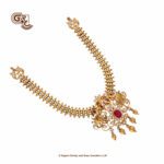 Gold Beads Kamalam Ruby Stone Luxury Stud and Necklace