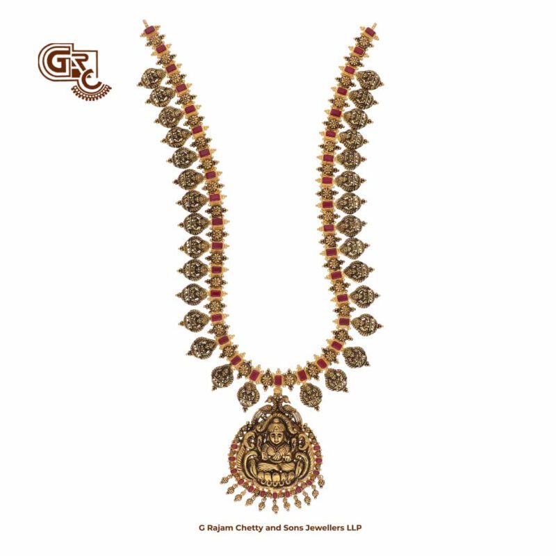 Antique Tradtional Lakshmi Ruby Stone Haram