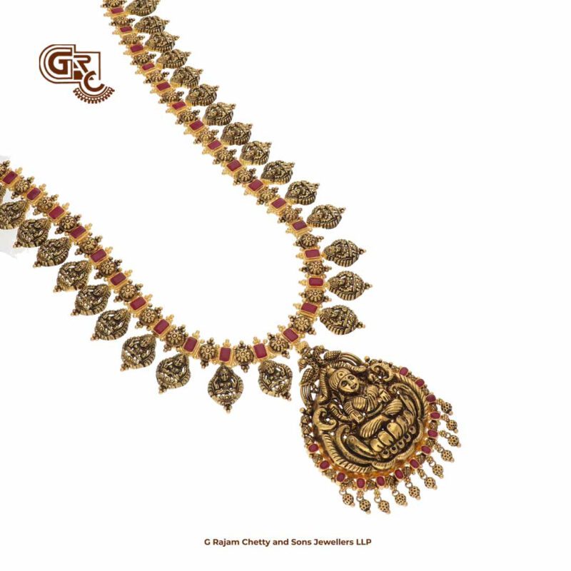 Antique Tradtional Lakshmi Ruby Stone Haram