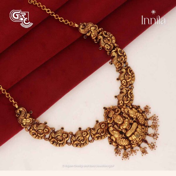 Antique Lakshmi Gold Beads Silver Necklace